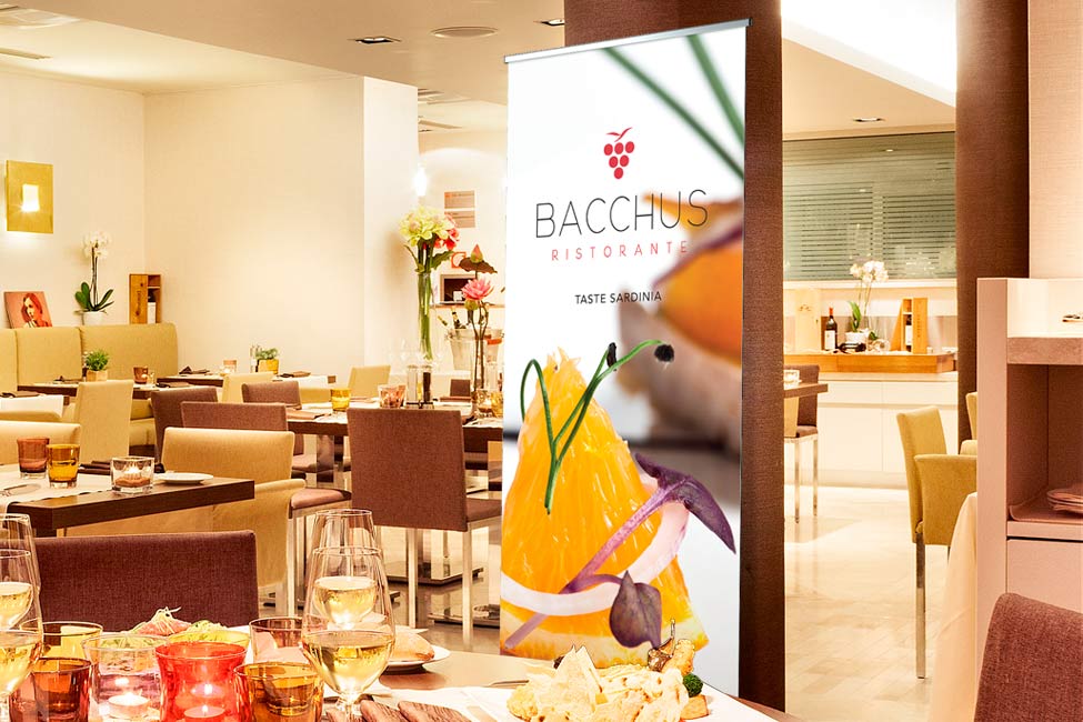 Bacchus Restaurant Rollup Banner Design Dodify